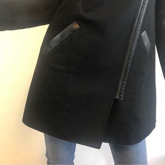 Promod Black Trench Style Long Jacket US 8 Medium - Picture 4 of 16